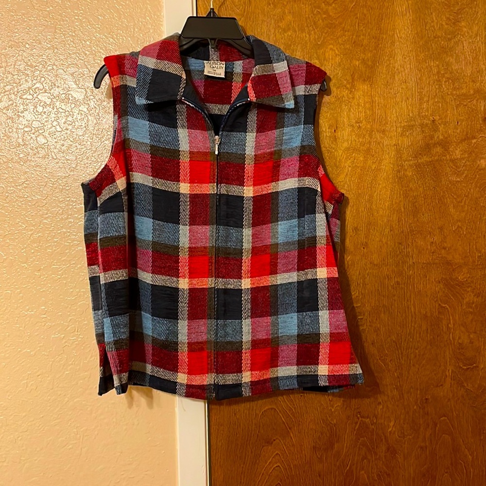 Allison Daley red blue and cream vest